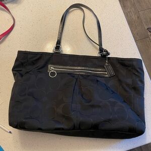 Coach Black Women's Tote Bag with Silver Accents
